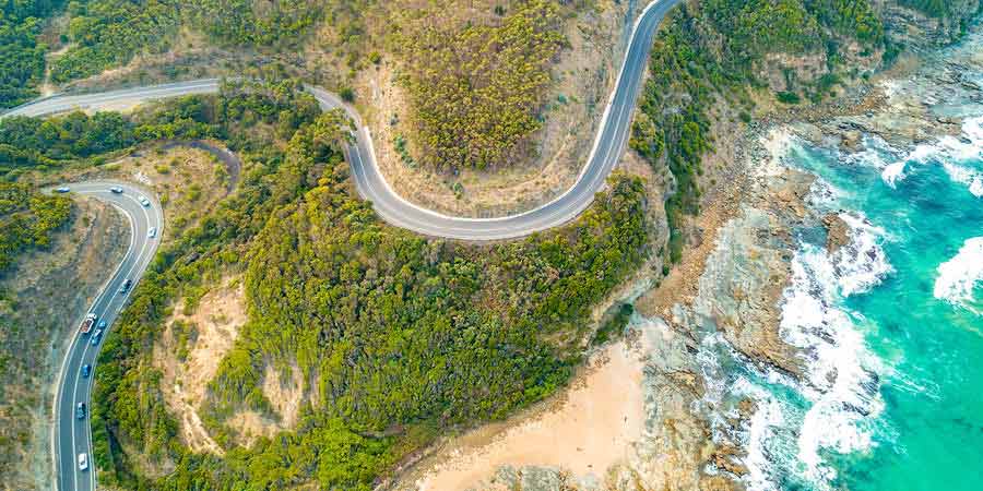 Travelling along the Great Ocean Road
